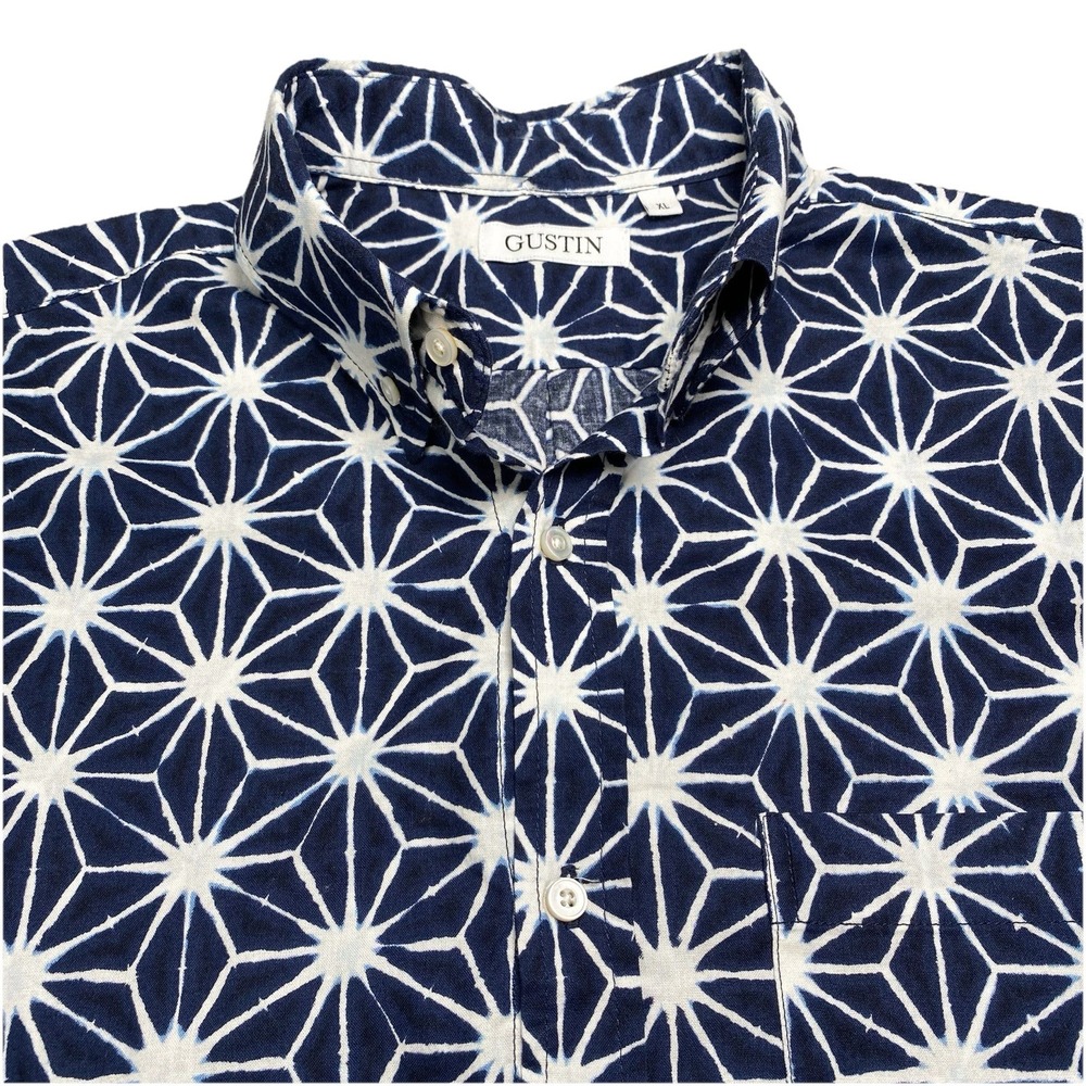 Gustin Shirt #835 XL JAPAN SHIBORI DYE STARS NAVY Button Down Huckberry